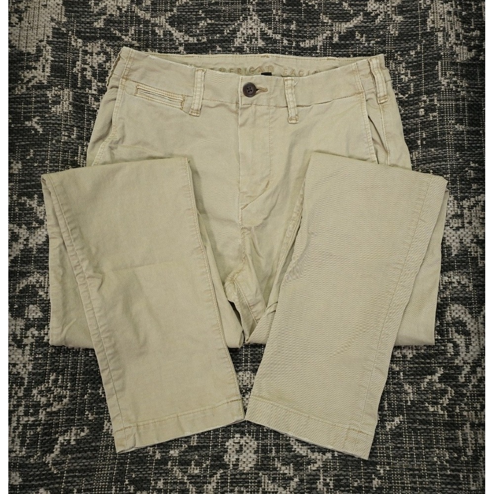 American Eagle Flex Khakis Beige Casual Pants Men's Size 29x30 Slim Straight Fit